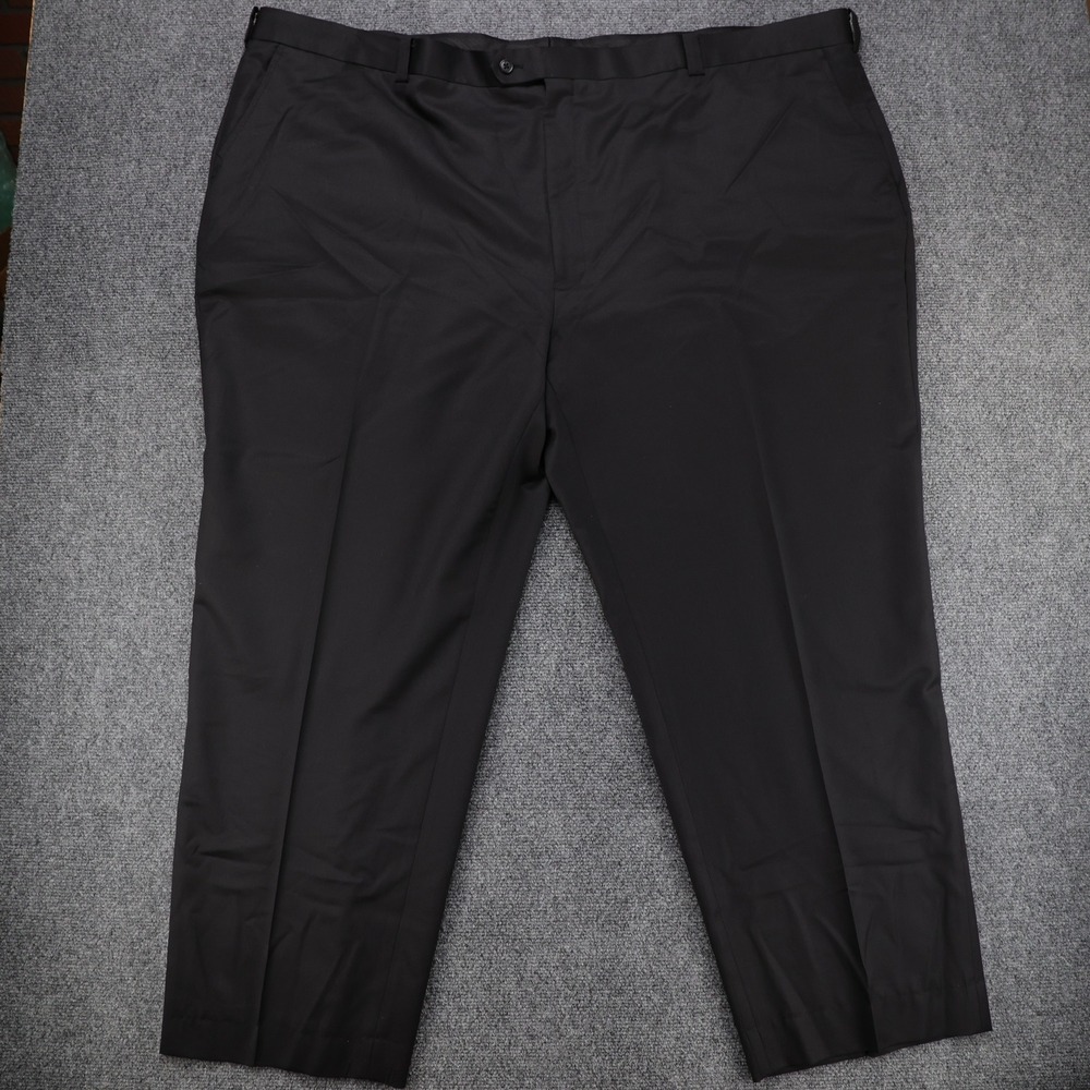 Jhane Barnes Mens 54W‎ Black Wool Silk Blend Flat Front Dress Pants Slacks 54x31
